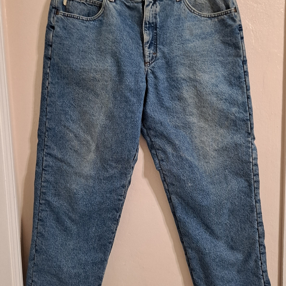 L.L. Bean Natural Fit Blue Jeans Classic Denim Flannel Lining Work Pants Size 40